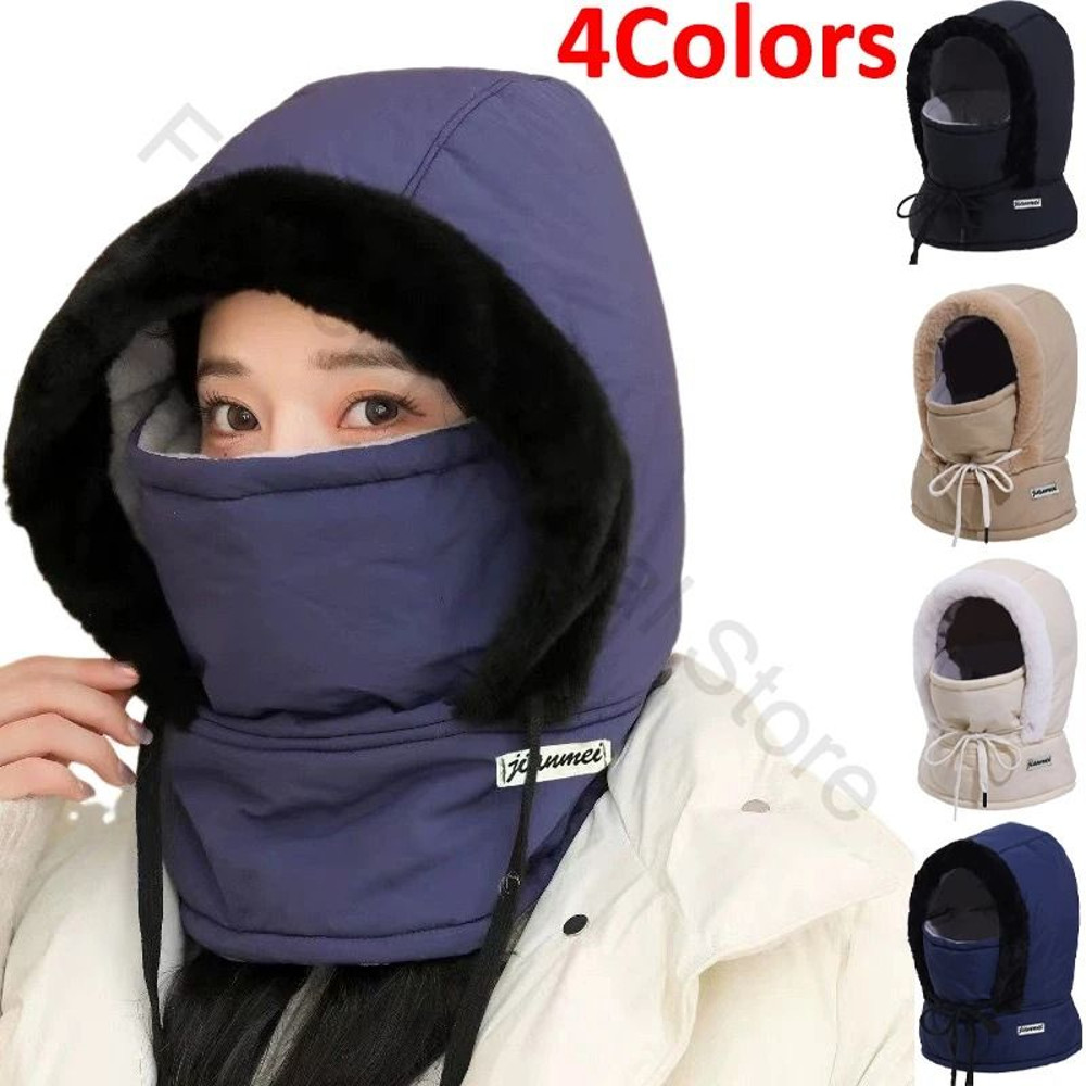 Cold Weather Thermal 3 In 1 Scarf Winter Windproof Hood Hat With Plush Neck Warmer 1