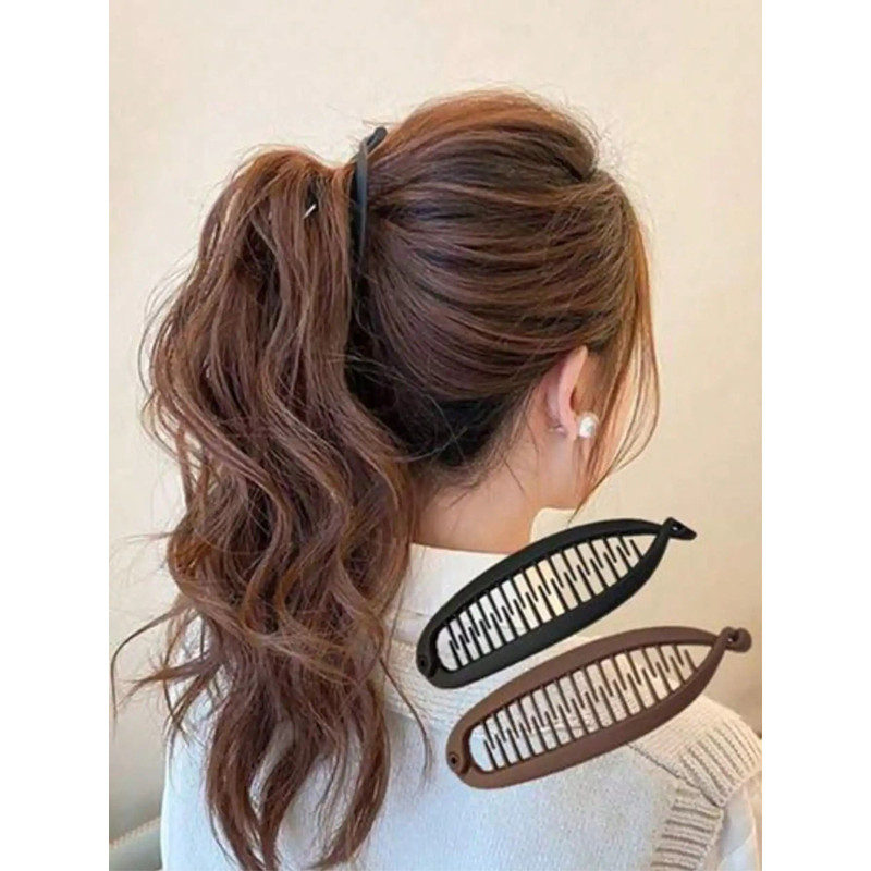 Large Hair Volume Amber Banana Clip Ponytail Clip French Elegant High Skull Top Hair Clip 0