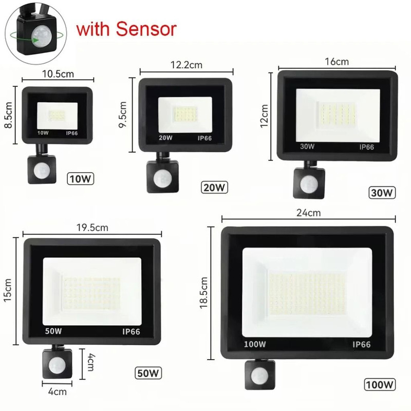 LED Outdoor Floodlight With Or Without Motion Sensor Waterproof Garden Wall Light 7