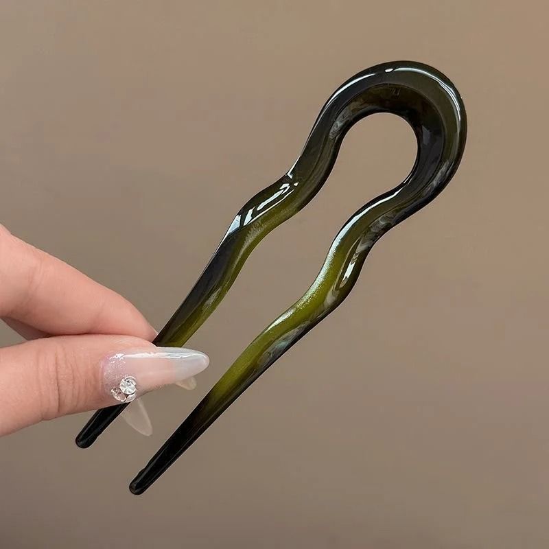 U Shaped Tortoiseshell Hair Fork Acrylic Hairpin For Women 8