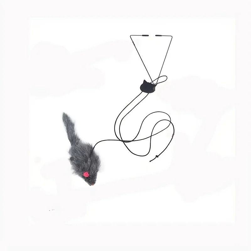 Interactive Door Hanging Cat Toy With Black Mouse Teaser 1