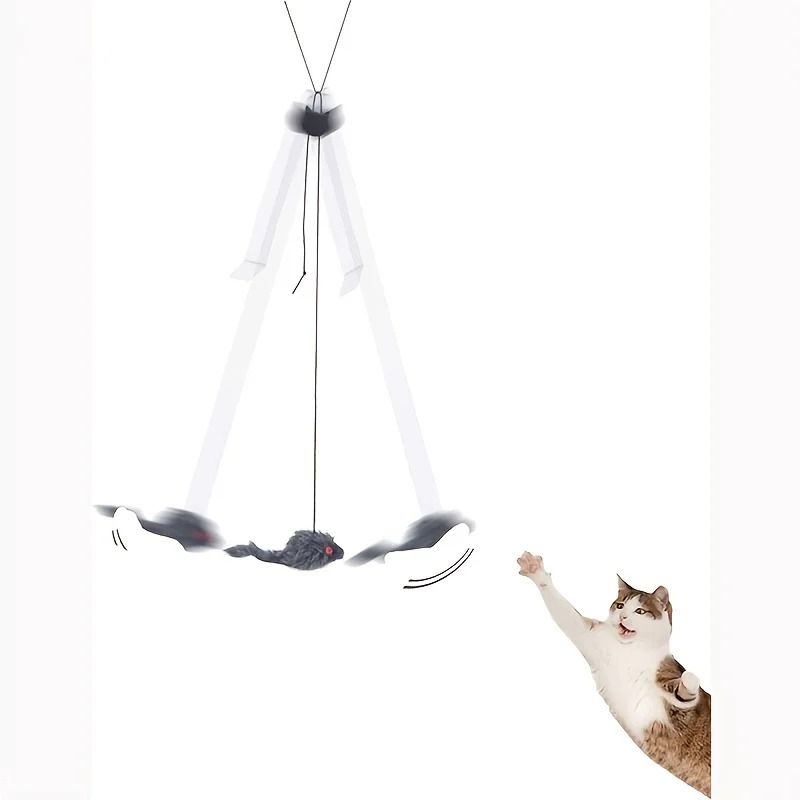 Interactive Door Hanging Cat Toy With Black Mouse Teaser 2