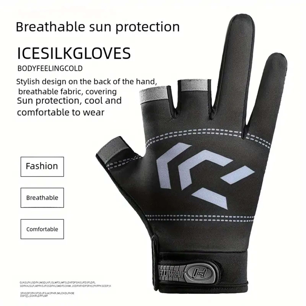Mens Three Finger Cut Fishing Gloves With Sun Protection And Anti Slip Grip 4