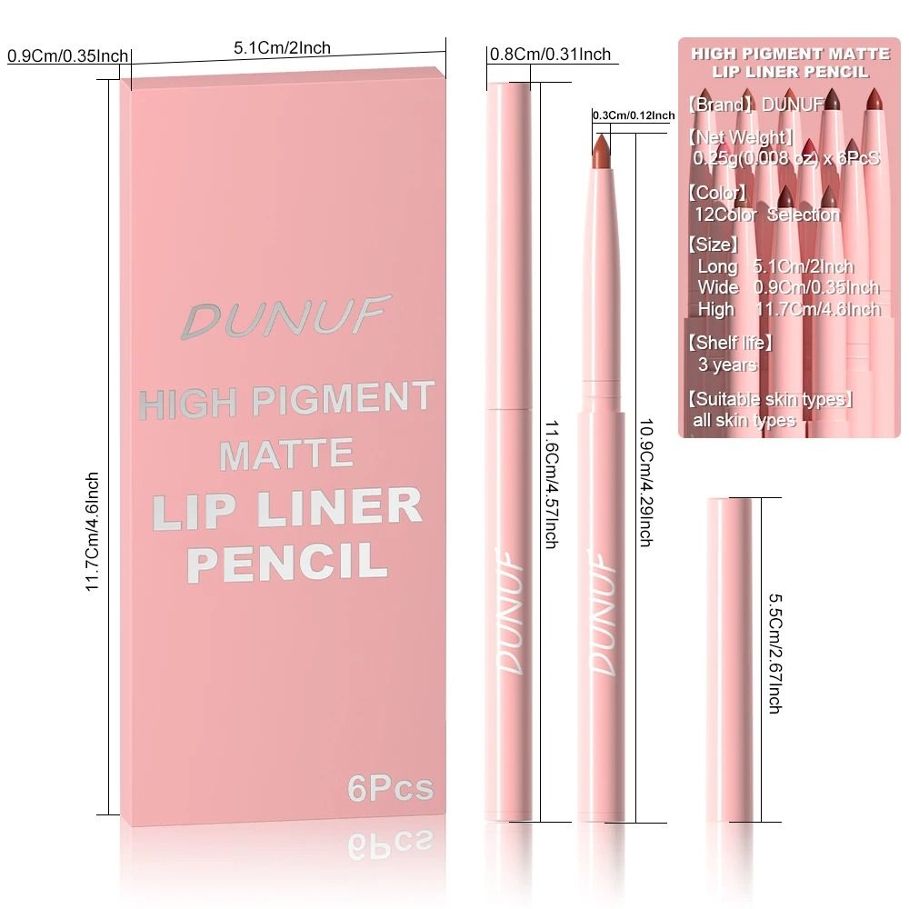 Long Lasting Waterproof Lip Liner Pen Set Smooth Non Fading Makeup Kit 5
