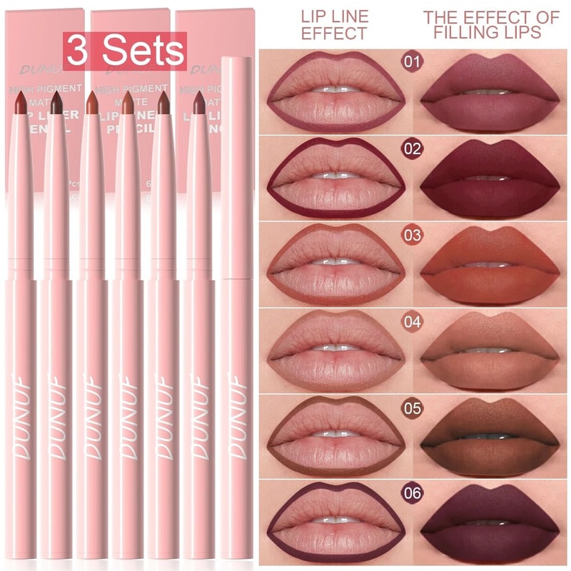 Long Lasting Waterproof Lip Liner Pen Set Smooth Non Fading Makeup Kit 8