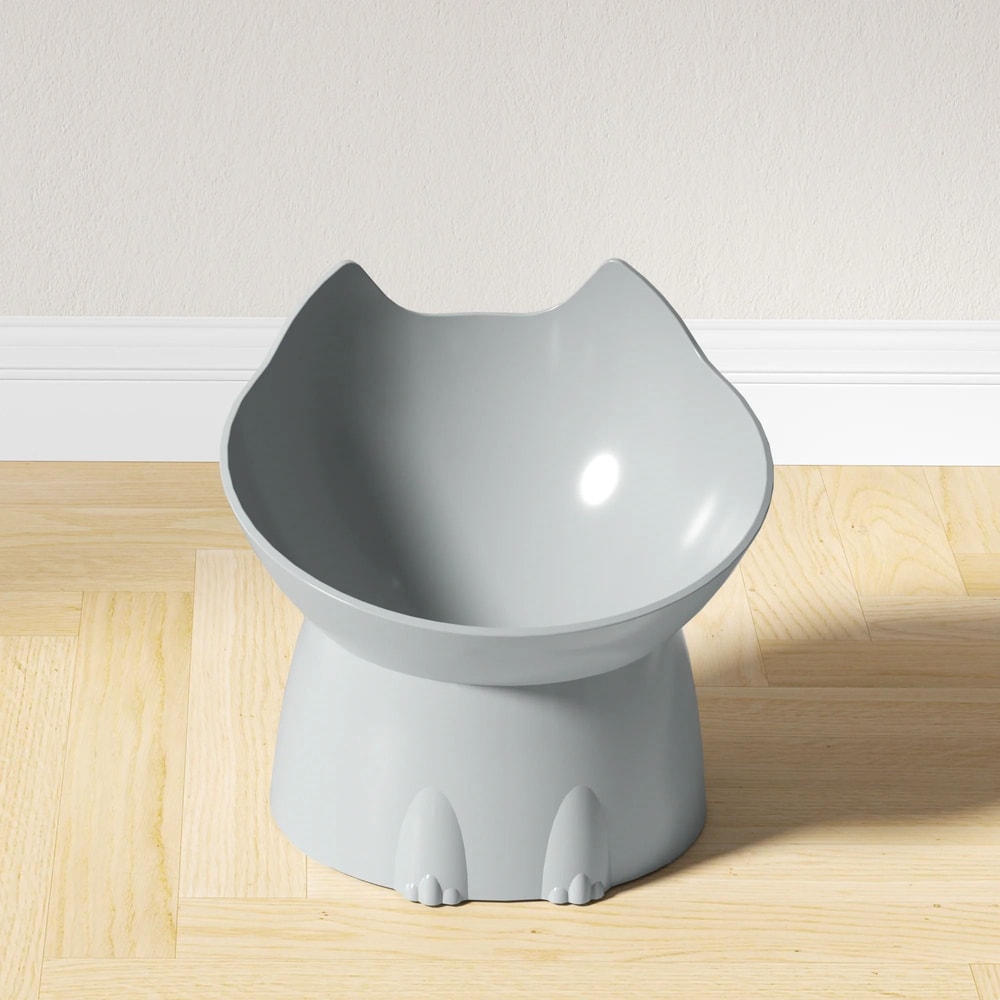 WhiskerWare Elevated Cat Bowl Anti Tip Raised Pet Feeding Dish With Tilted Edge 9