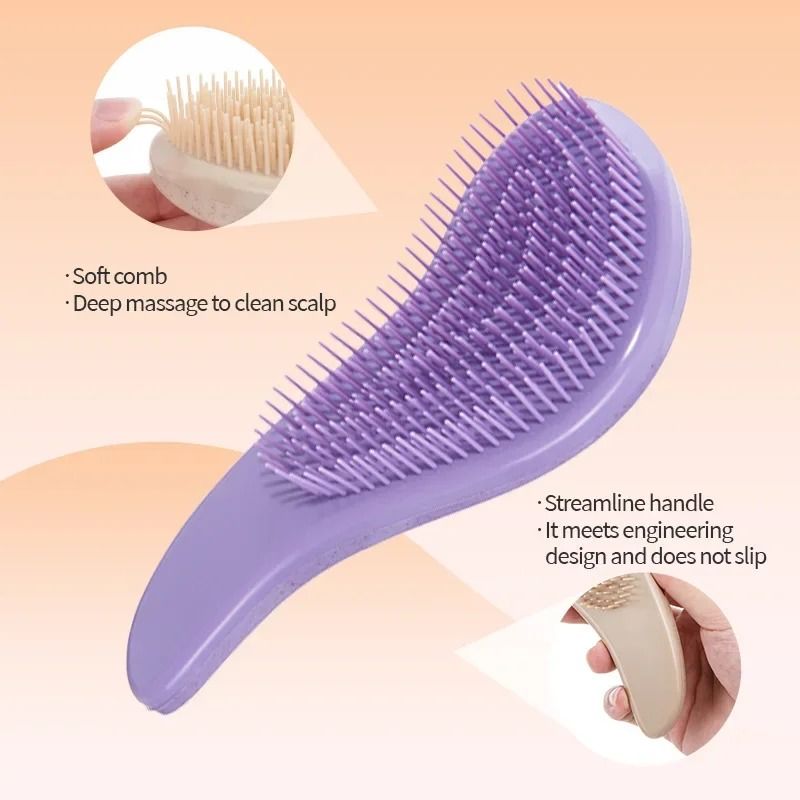 Magic Detangling Hairbrush Soft Wheat Straw Scalp Massage Anti Static Grooming Comb 2