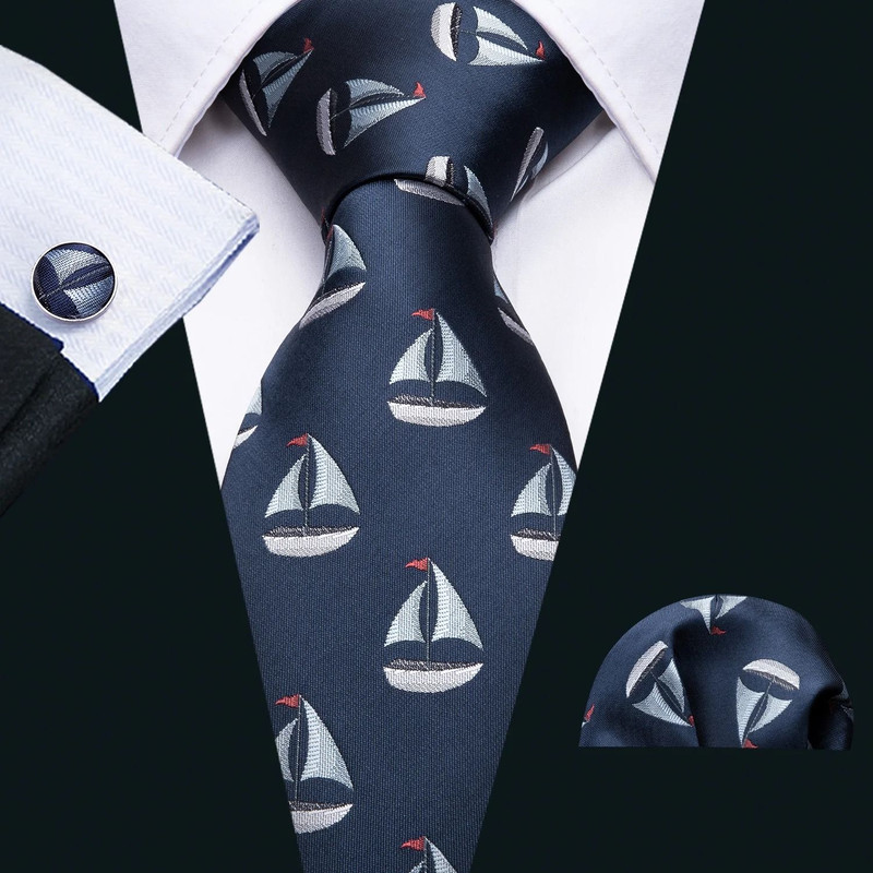 Purple Silk Bat Pattern Men Tie Set With Pocket Square And Cufflinks 6