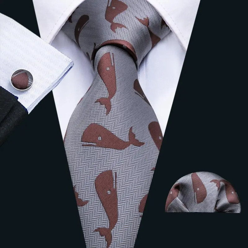 Purple Silk Bat Pattern Men Tie Set With Pocket Square And Cufflinks 12
