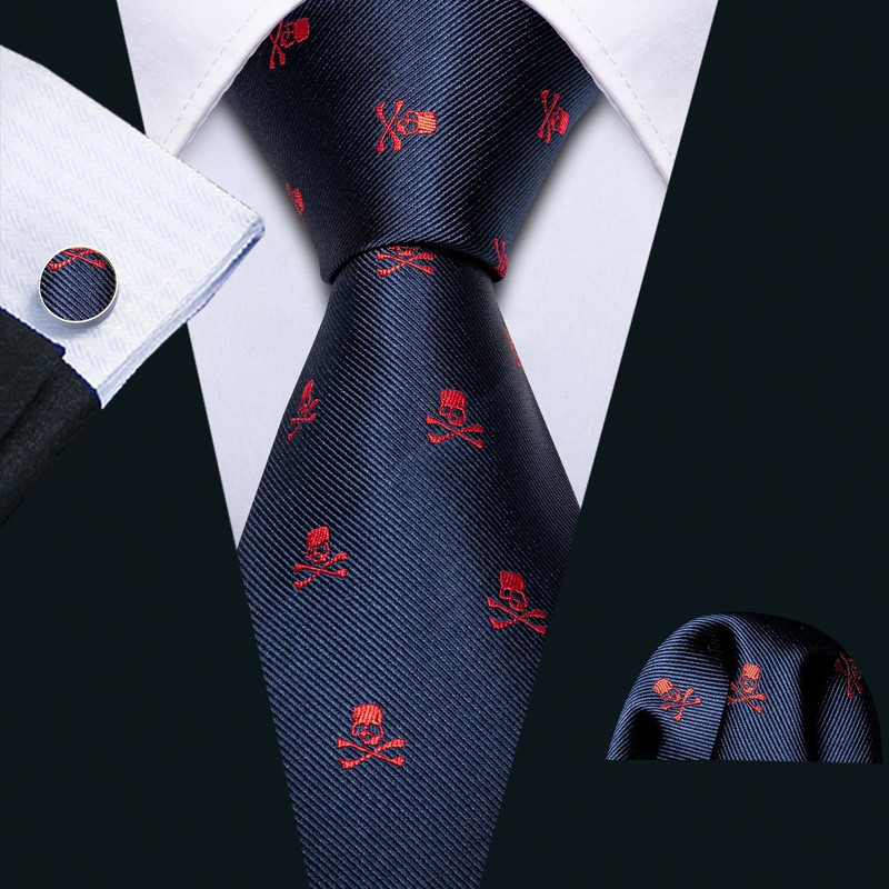 Purple Silk Bat Pattern Men Tie Set With Pocket Square And Cufflinks 13
