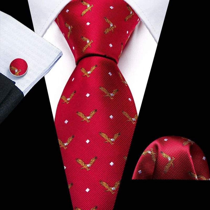 Purple Silk Bat Pattern Men Tie Set With Pocket Square And Cufflinks 16