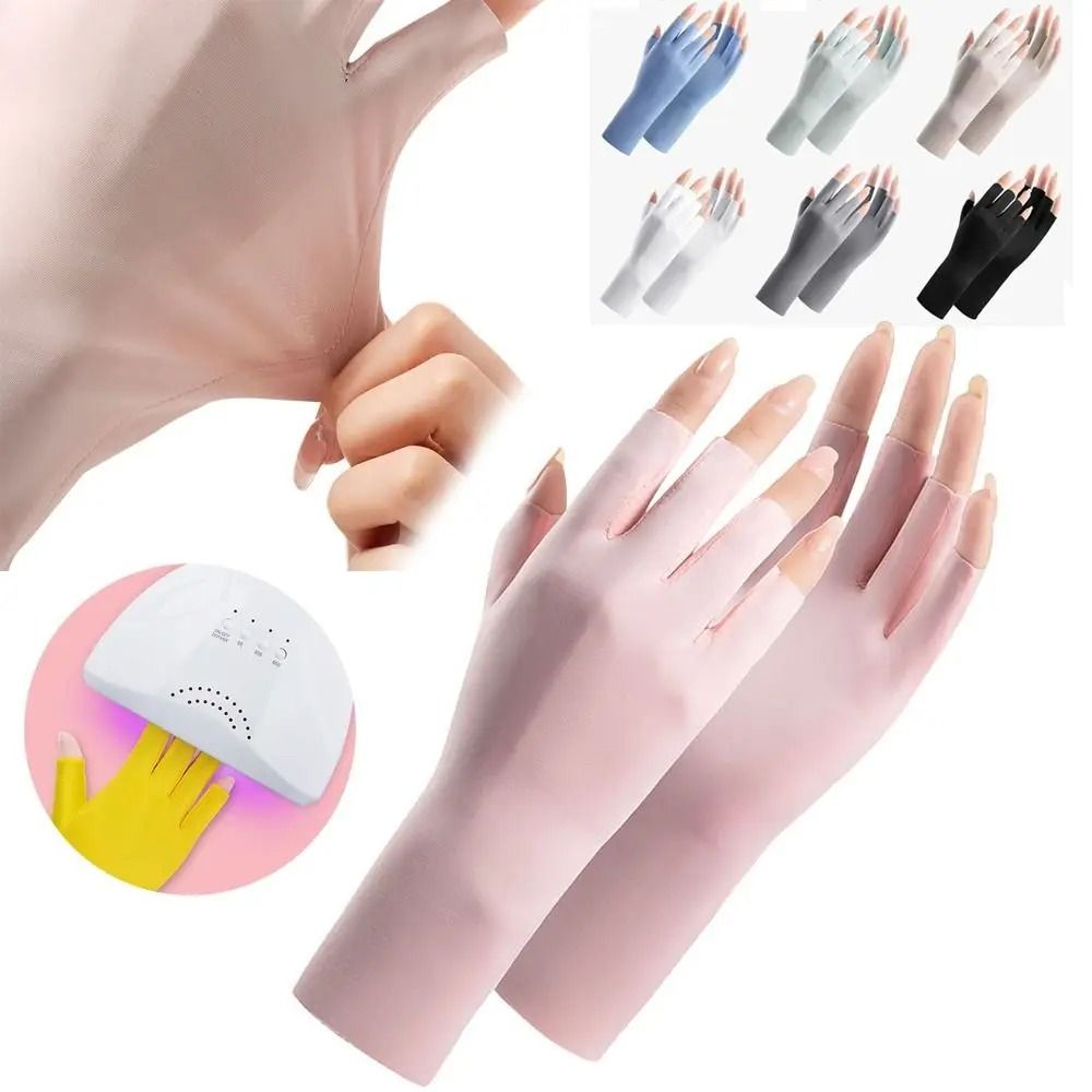 UV Protection Nail Art Gloves Open Finger Manicure Safety Gloves 1