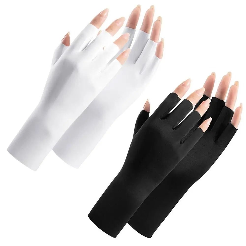 UV Protection Nail Art Gloves Open Finger Manicure Safety Gloves 2