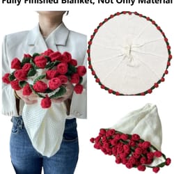 rose bouquet crochet blanket handmade soft acrylic throw