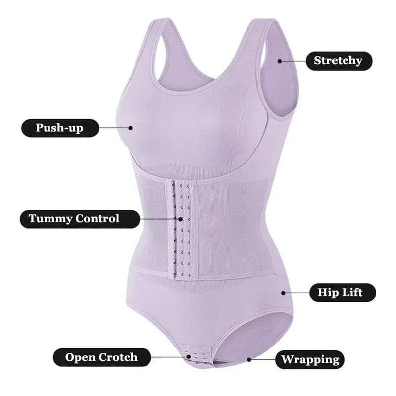 Bodysuit Shapewear With Zipper Belt Tummy Control Waist Trainer 1