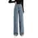 Thickened Fleece Lined Womens Wide Leg Jeans Winter Warm Straight Cut Pants 4