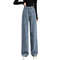 Thickened Fleece Lined Womens Wide Leg Jeans Winter Warm Straight Cut Pants 4