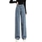Thickened Fleece Lined Womens Wide Leg Jeans Winter Warm Straight Cut Pants 4