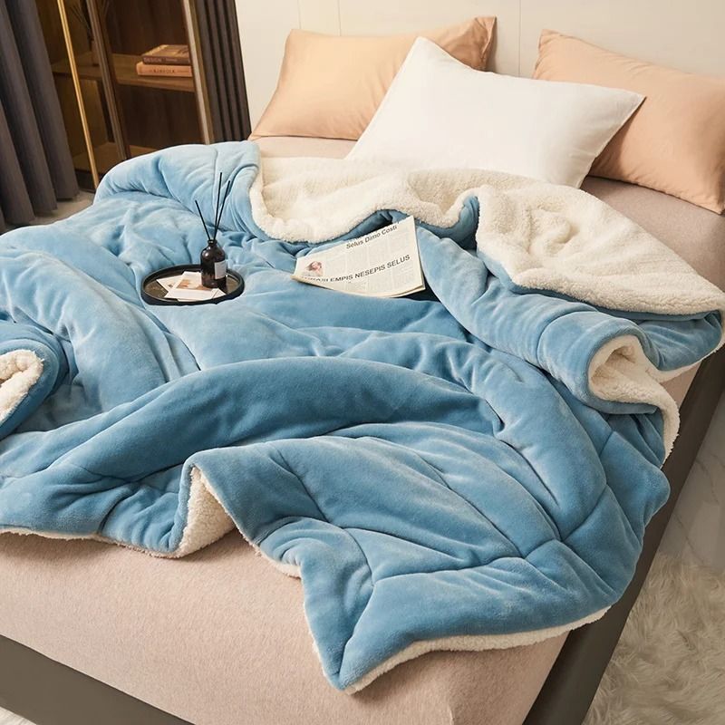 Super Soft Imitation Lambswool Blanket Autumn Winter Double Queen Blanket 11