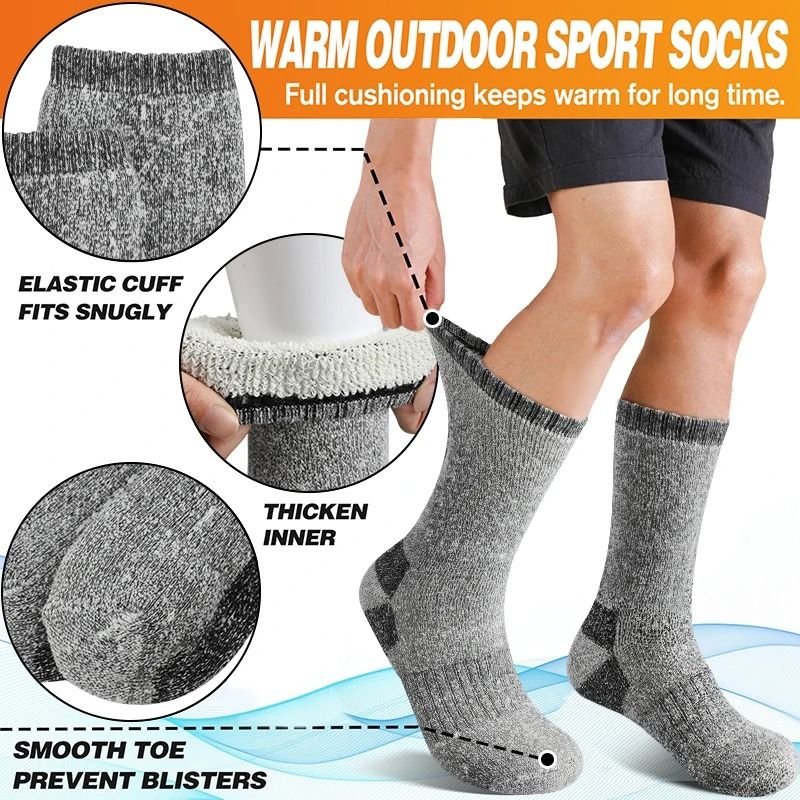 Winter Men Thermal Socks Thick Warm Wool Mid Calf Sports Socks 4
