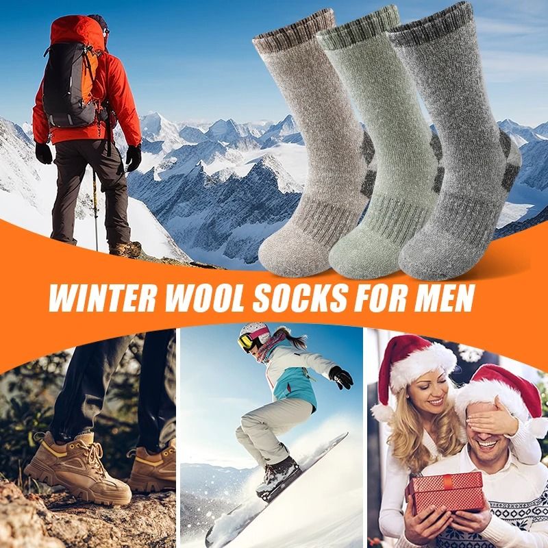 Winter Men Thermal Socks Thick Warm Wool Mid Calf Sports Socks 5