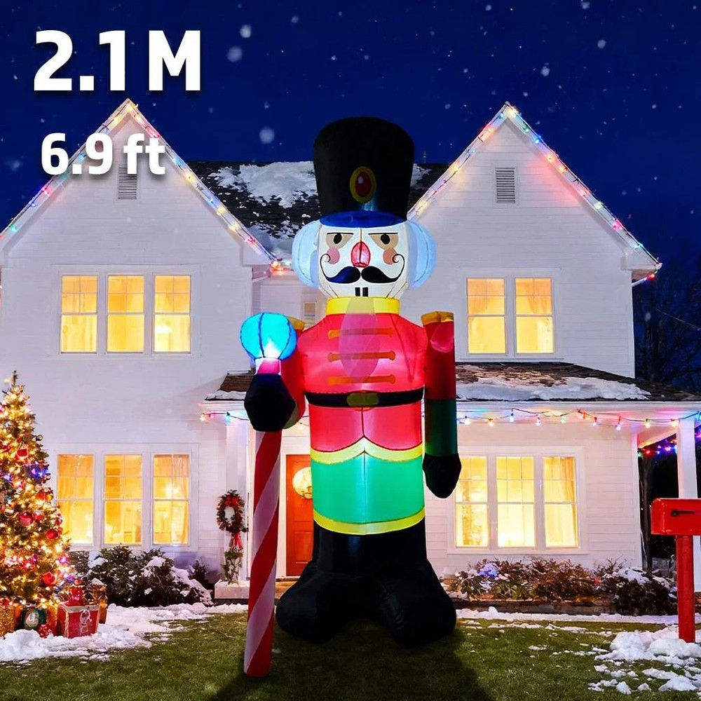 Movable Head Bear Santa Christmas Inflatable Yard Decoration With LED Light 11
