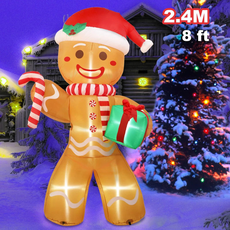 Movable Head Bear Santa Christmas Inflatable Yard Decoration With LED Light 17