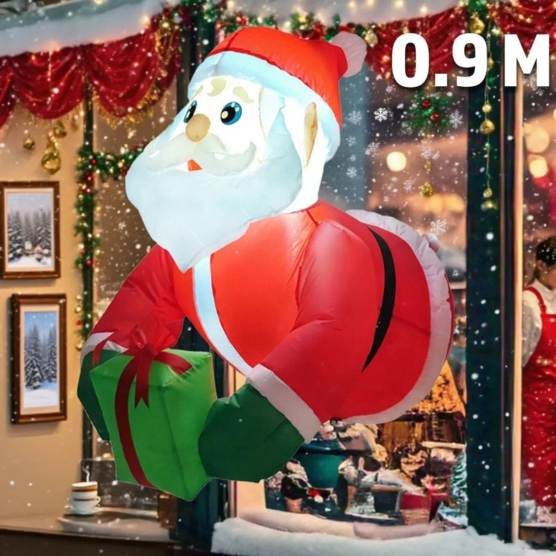 Movable Head Bear Santa Christmas Inflatable Yard Decoration With LED Light 6