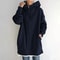 Oversized Women Hooded Coat Loose Velvet Long Sleeve Zip Up Sweatshirt 9