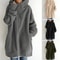Oversized Women Hooded Coat Loose Velvet Long Sleeve Zip Up Sweatshirt 4