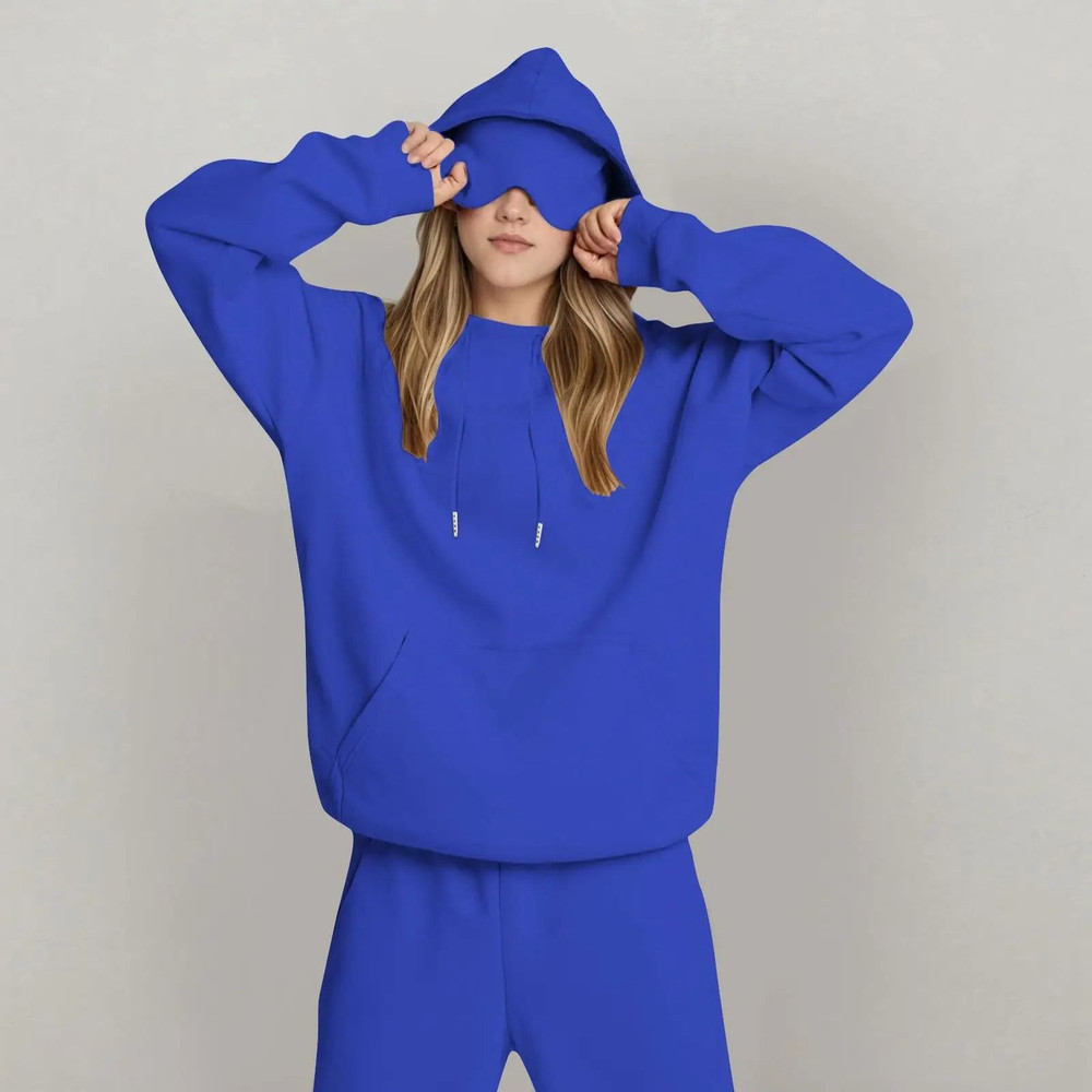 Unisex Hooded Sweatshirt With Built In Eye Mask Casual Long Sleeve Pullover 13