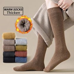 winter warm long cotton knee high socks thick thermal women stockings