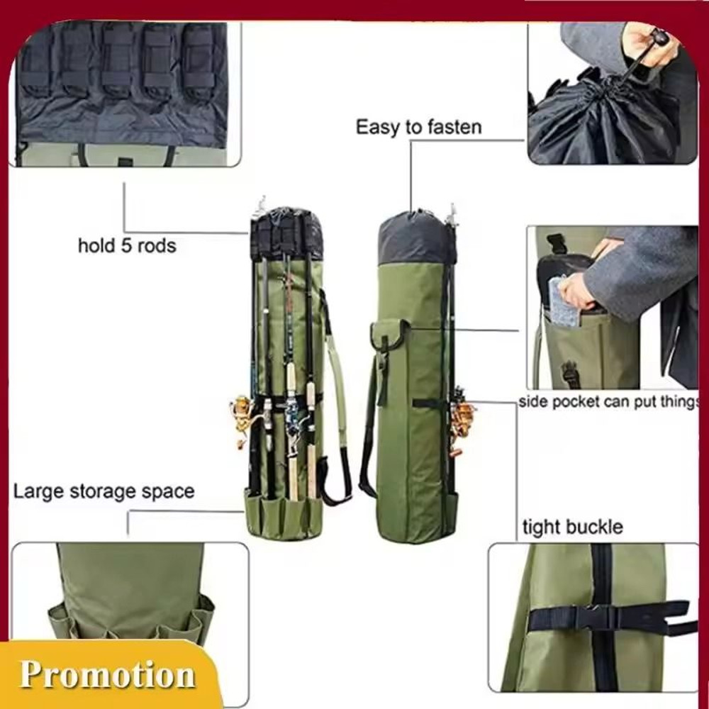 Multifunctional Fishing Rod Gear Storage Bag Oxford Cloth Carry Case 5