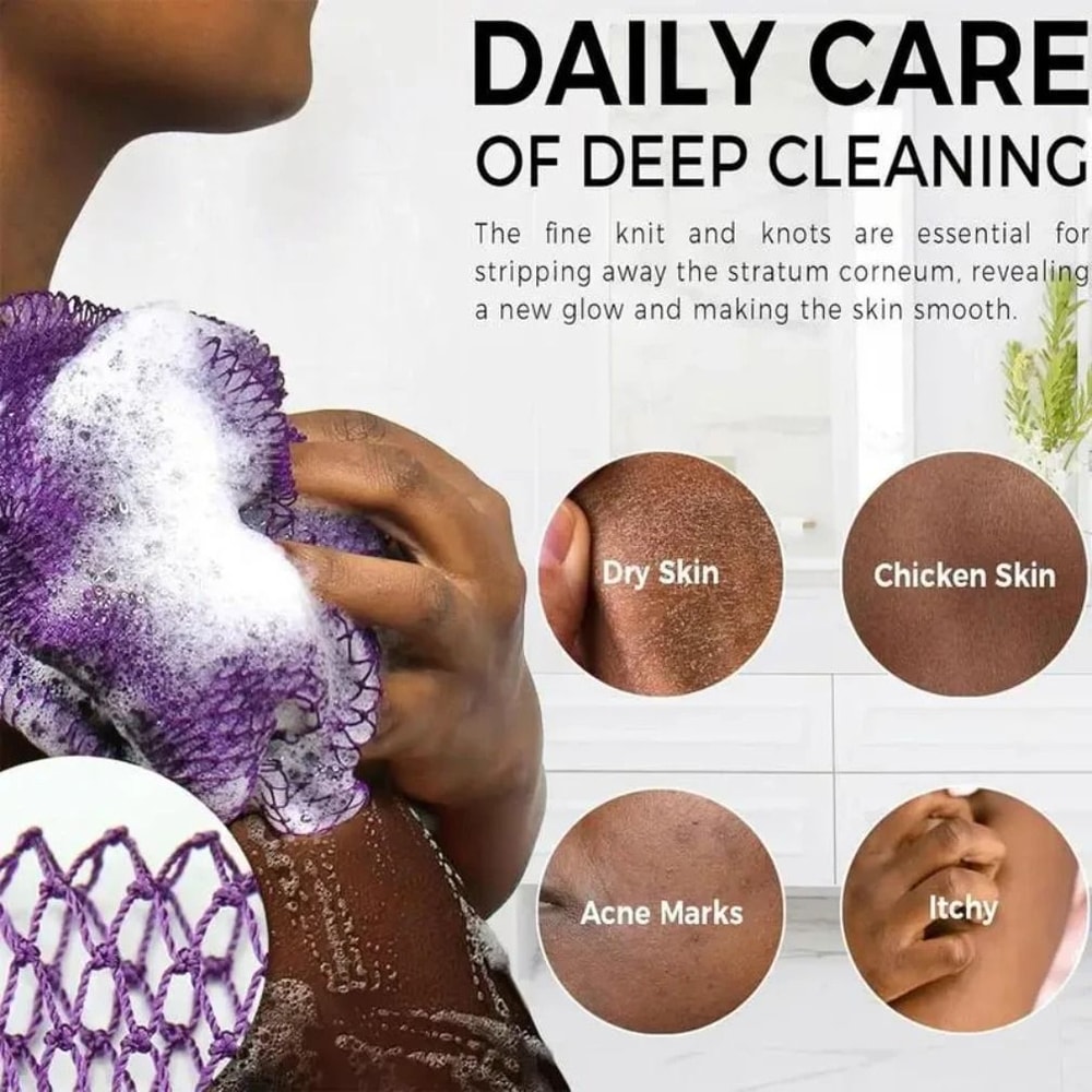 African Net Exfoliating Bath Sponge Authentic Deep Cleaning Body Scrubber 3