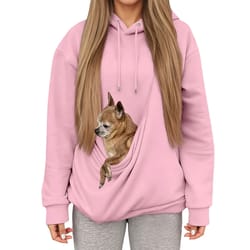 autumn winter womens hooded sweatshirt with pet carrier pocket loose fit top