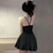 Pleated Micro Mini Backless Dress For Women 1