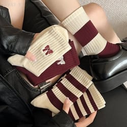 cotton knitted warm mid calf socks for women