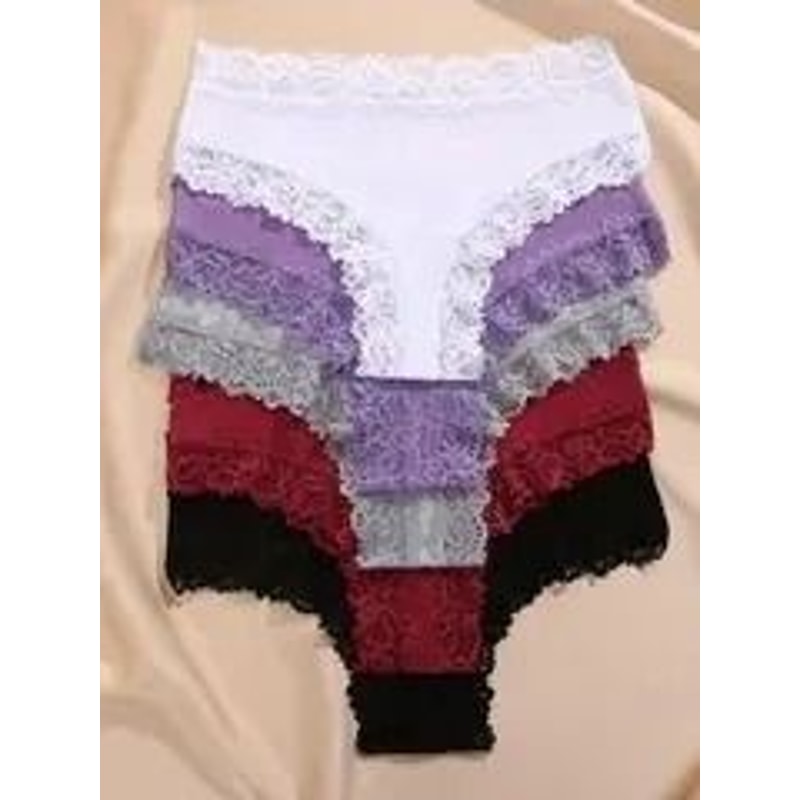 Cotton Floral Lace Patchwork Panties Set For Women 12