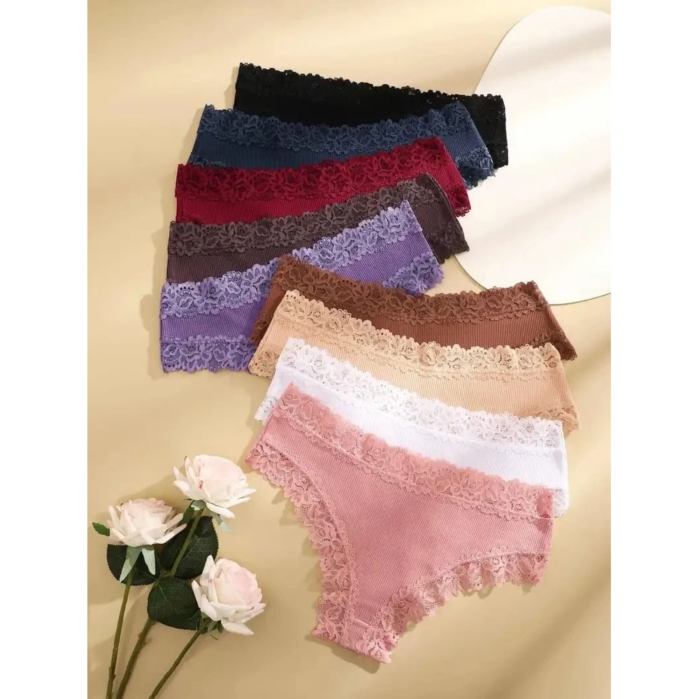 Cotton Floral Lace Patchwork Panties Set For Women 1