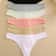 Cotton Ribbed Low Rise Thong Panties Set For Women 7