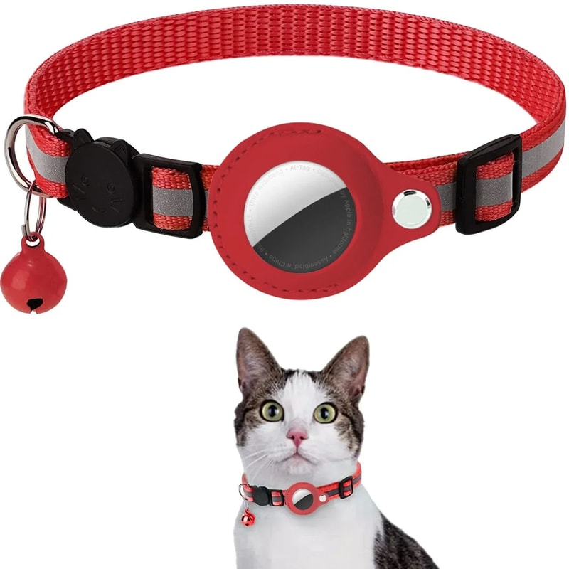 Cat AirTag Holder Collar Breakaway Reflective Adjustable Kitten Collar 9