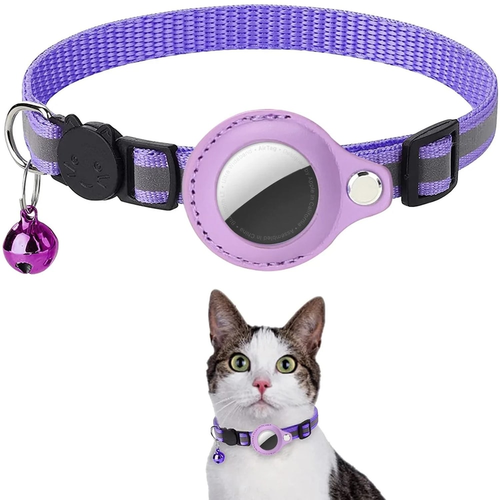 Cat AirTag Holder Collar Breakaway Reflective Adjustable Kitten Collar 7