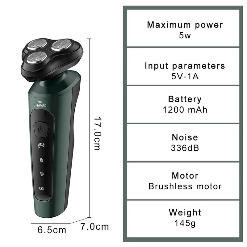 9D Electric Shaver Rechargeable USB High Power Beard Razor 4