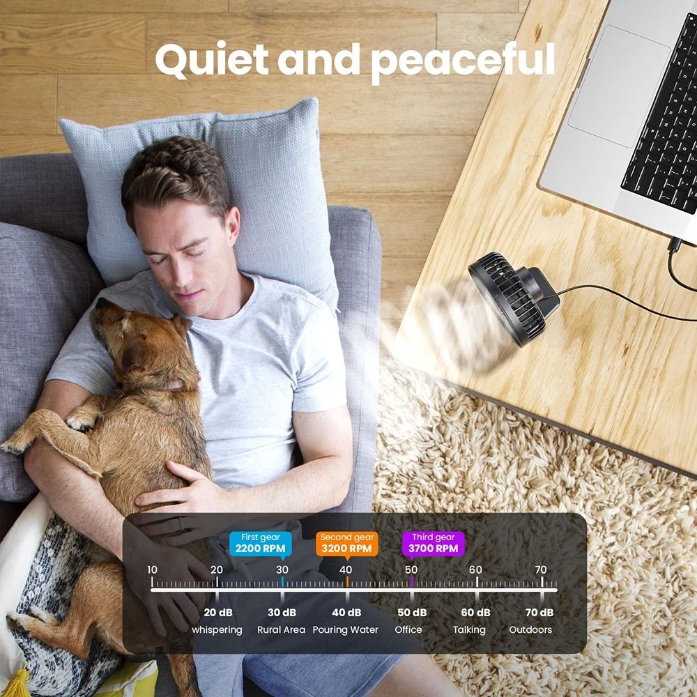 GAIATOP Mini USB Desktop Fan Portable Quiet Cooling Fan With Three Speed Adjustment 2