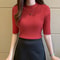 Womens Summer Knit Short Sleeve Blouse Soft Stretch Pullover Top 12