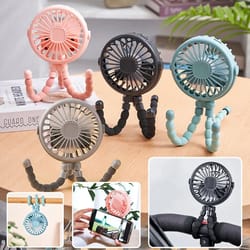 octopus shape handheld fan standing hanging and winding mini fan