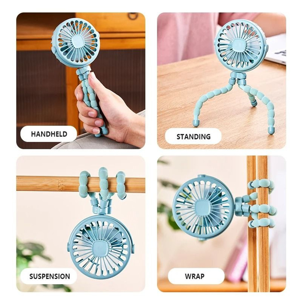 Octopus Shape Handheld Fan Standing Hanging And Winding Mini Fan 7