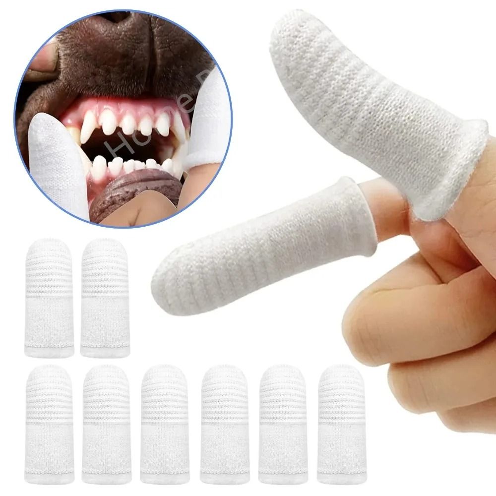 Pet Finger Toothbrush Two Finger Brushing Cots For Oral Care 0