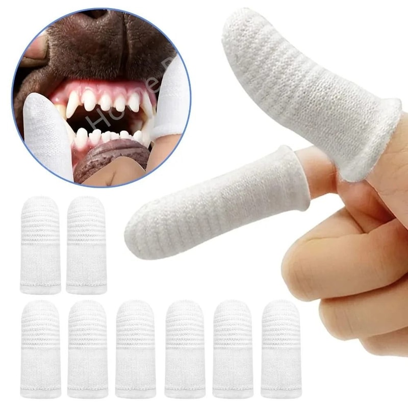 Pet Finger Toothbrush Two Finger Brushing Cots For Oral Care 0