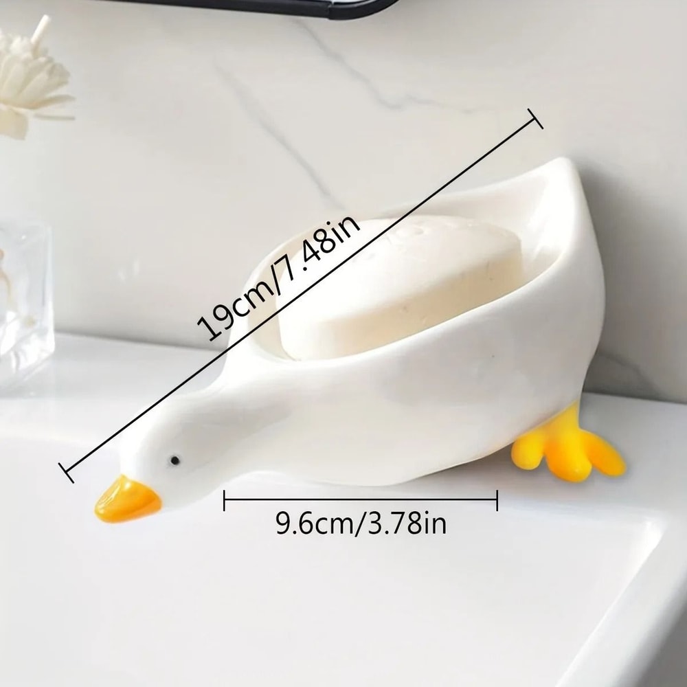 Cute Duck Shaped Soap Dish Self Draining Bathroom Holder 9